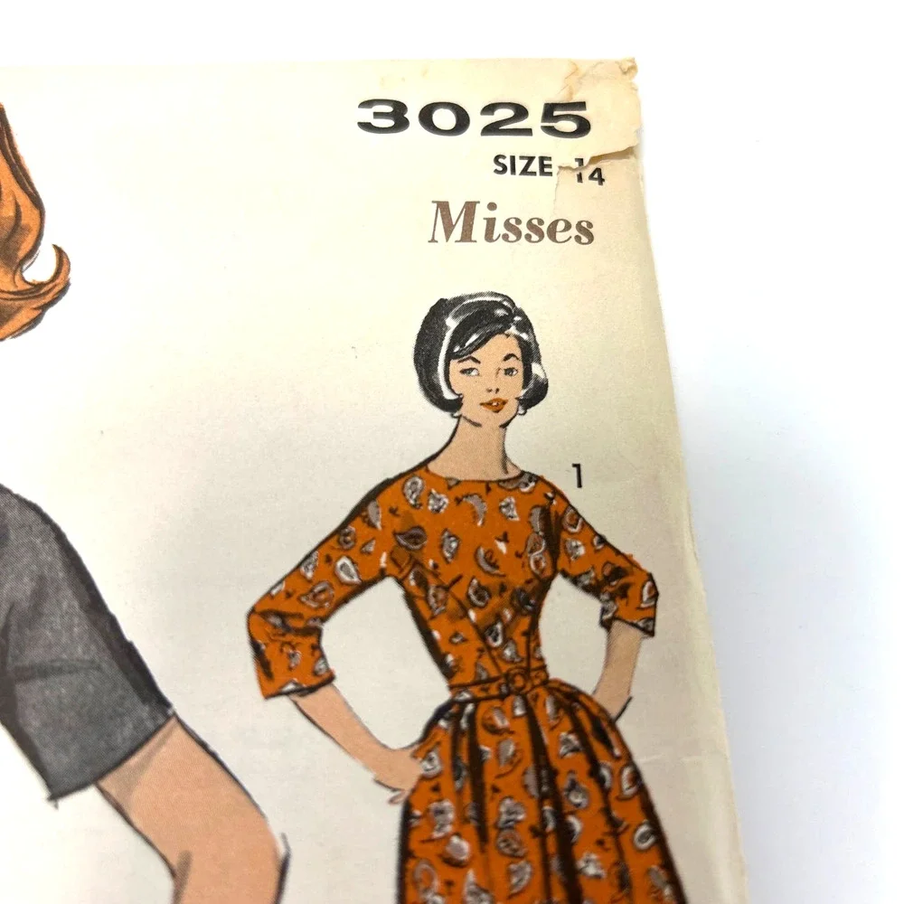 Advance‎ Vintage 1960's Pattern #3025 Misses Dress With Two Skirts Size 14